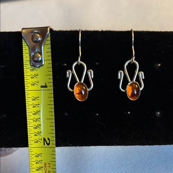 Elegant Sterling Silver and Amber Earrings